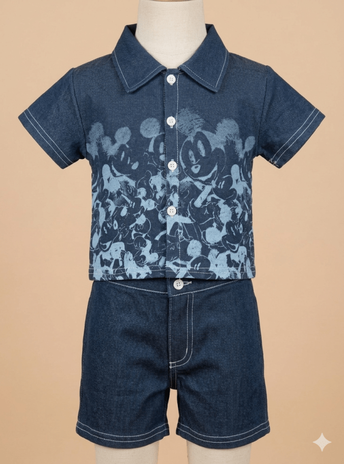 Boys – Navy Blue Micky mouse embellished Cord sets