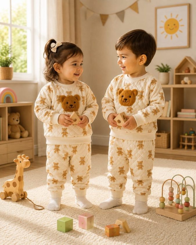 TODDLERS CO-ORD  SETS (Brown and White )