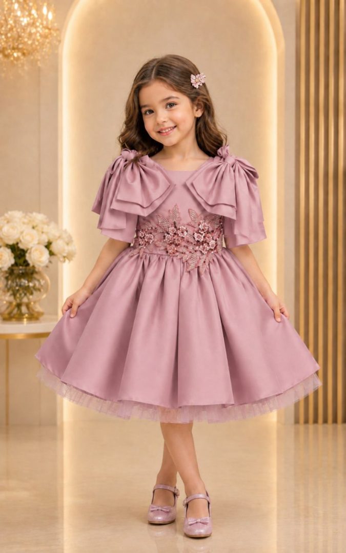 Girls’ Party Dress (Mauve /  Dusty Pink)