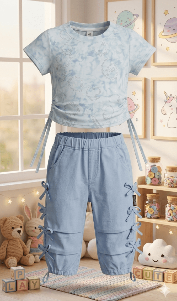 Girls – Sky Blue Cord Sets