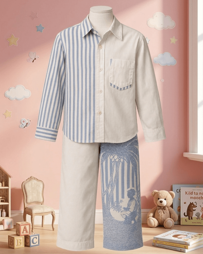 GIRLS CO-ORDS SETS (Blue striped)
