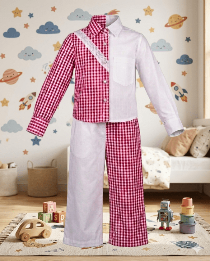 GIRLS CO-ORDS  SETS (Red striped)