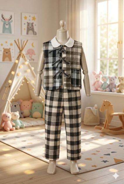 GIRLS CO-ORD SETS (Black and white check pattern)