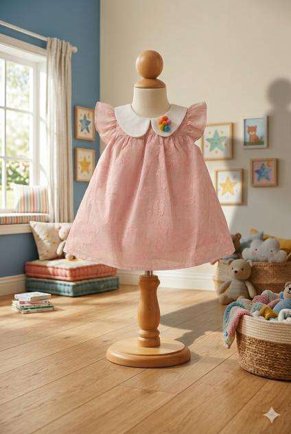 Girls’ Dress (Pastel Pink with White)