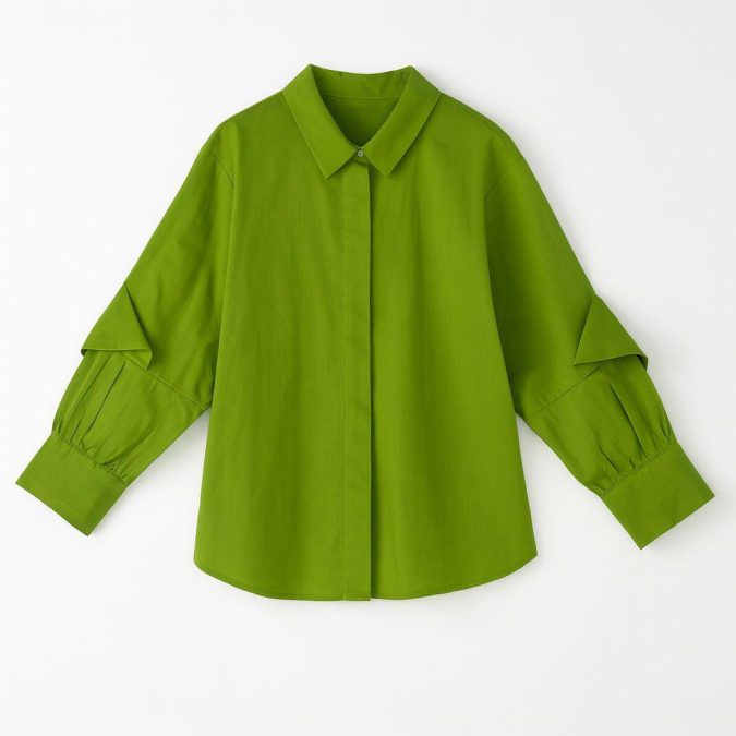 GIRLS COTTON  SHIRTS (Green solid)