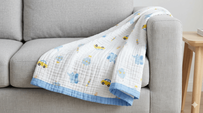 Blue Elephant Printed –  Swaddle 