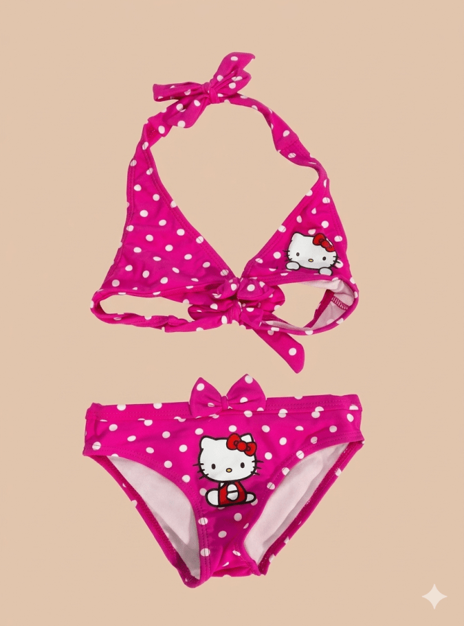 Girls – Big Polka dots – Hello Kitty printed swim wear