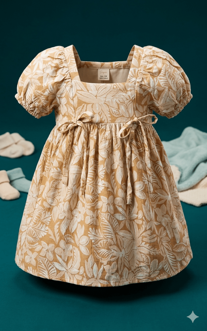 GIRLS TUNIC  DRESS (Soft orange base)