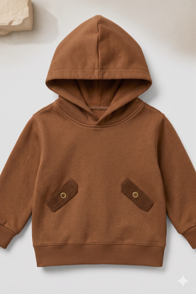 Boys  sweatshirt with hoodie (BROWN)