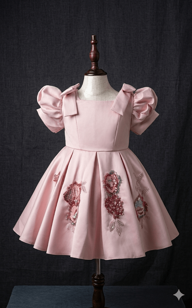 Girls’ Party Dress – Pastel Pink / Dusty Rose