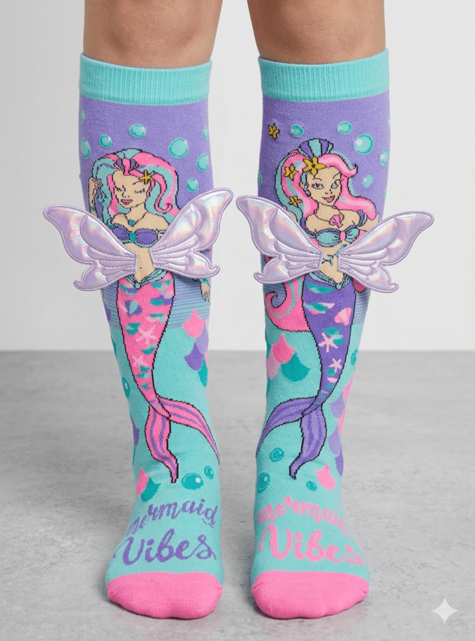 Girls – Puple  Sea Mermaid Printed Socks