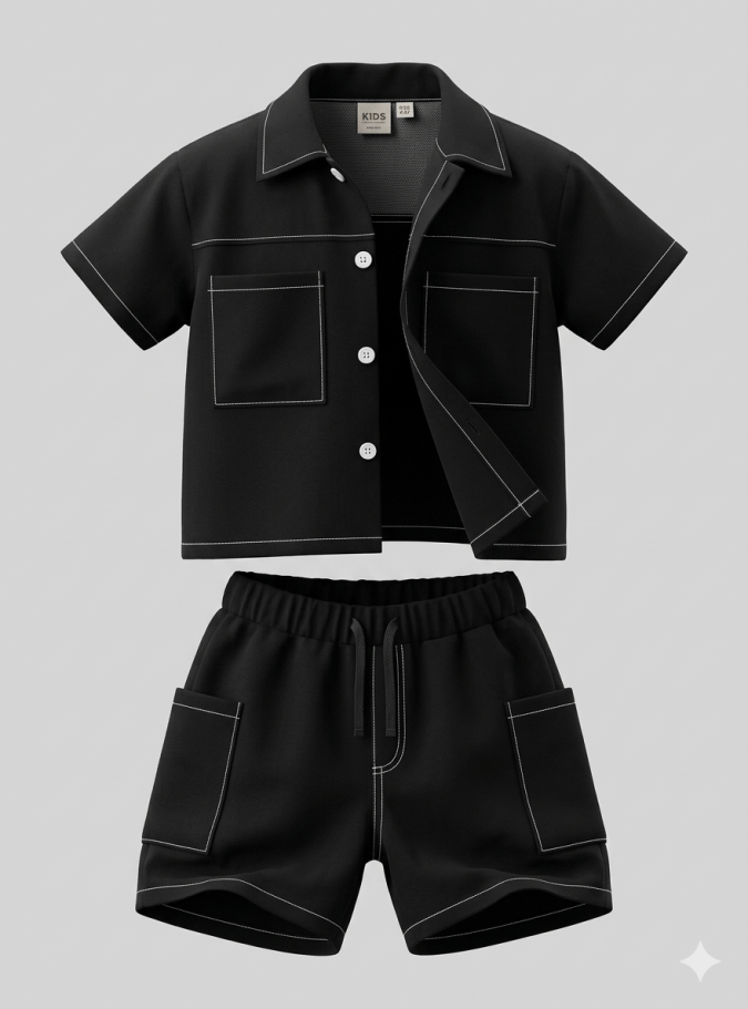 Boys – Black Utilitarian Co-Ord set