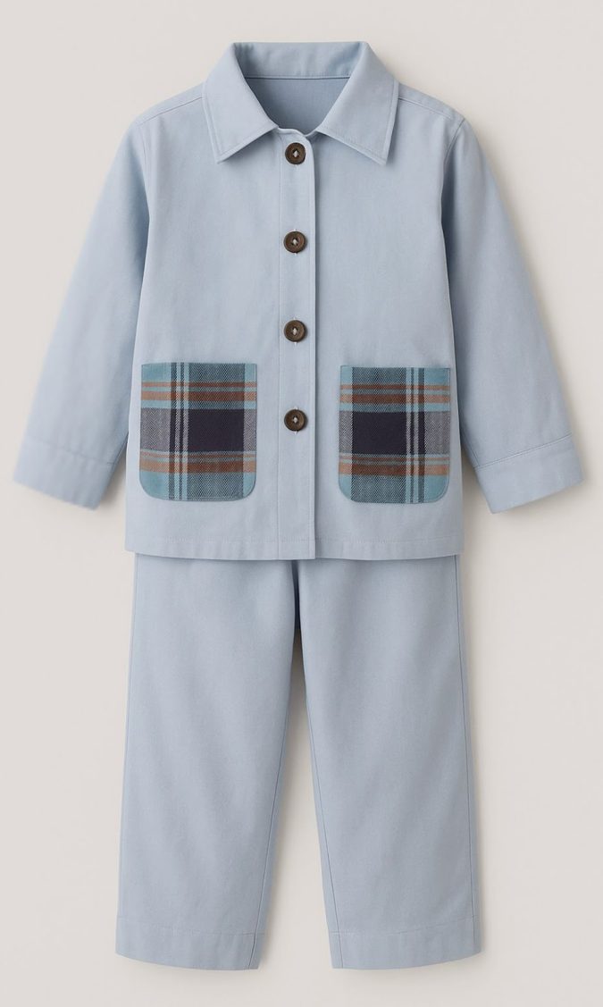 BOYS CO-ORDS –  PANT & SHIRT (Light Blue with Checks)