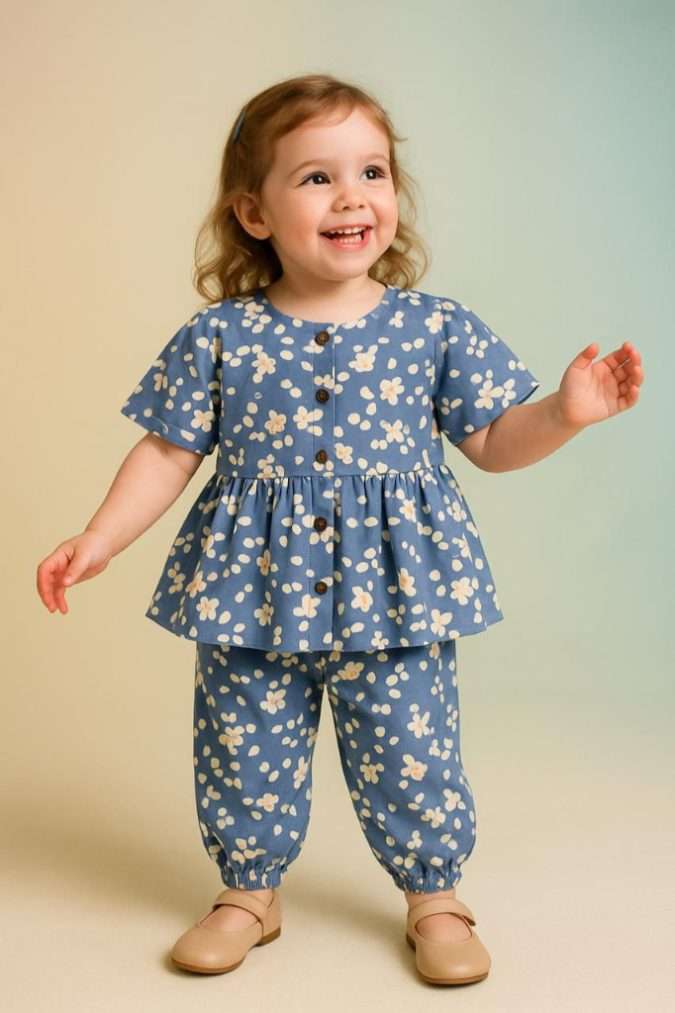 GIRLS CO-ORDS  SETS (Blue, White Floral)