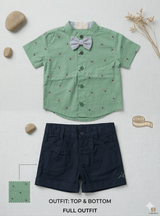 Infants &  Toddlers – Co-ord Sets (Green printed and Navy Blue )