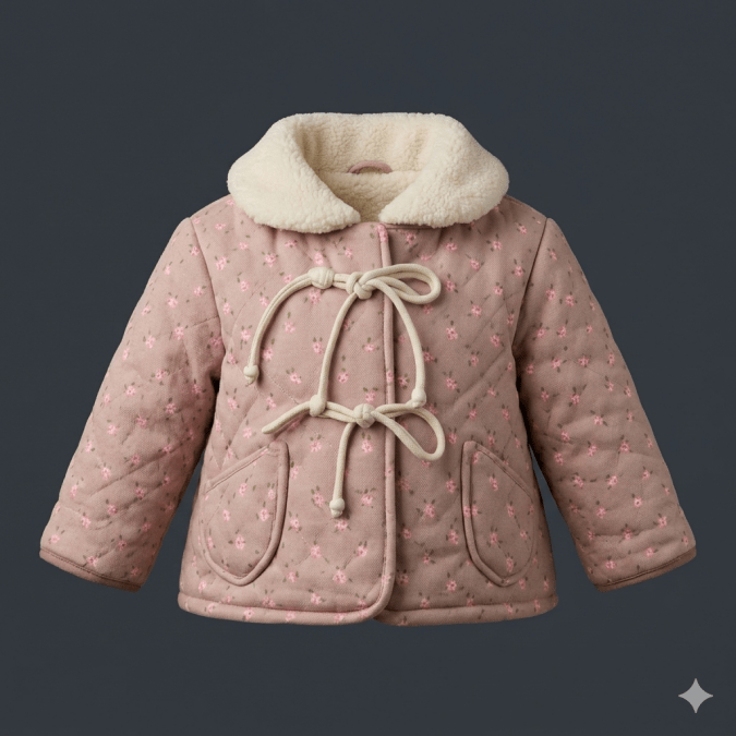 GIRLS JACKET  (Light Pink and white) 