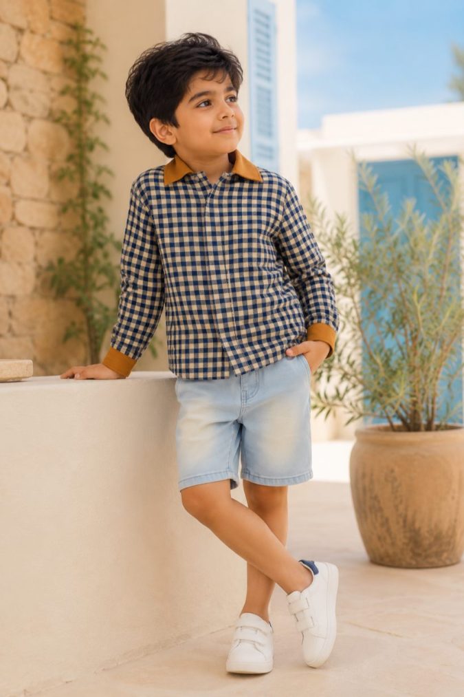BOYS COTTON  SHIRTS (Brown & Blue checks)
