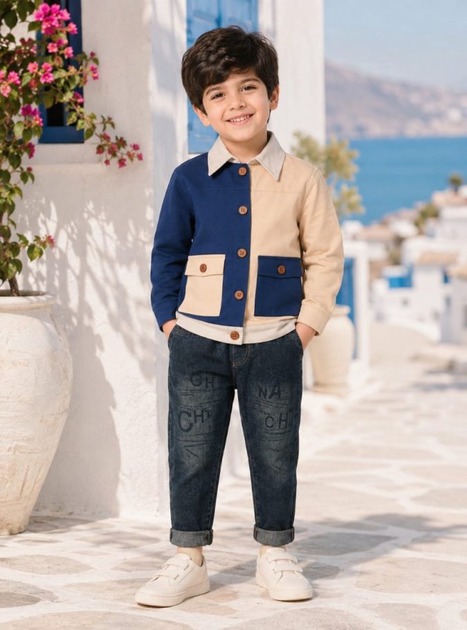 BOYS COTTON  SHIRTS (Blue ,Cream , Grey )