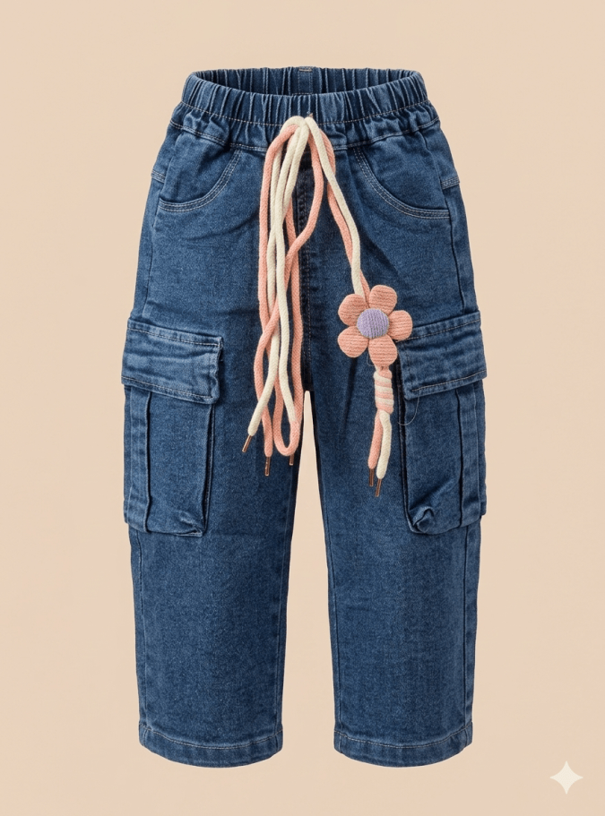 GIRLS TROUSER WITH WHITE & PINK LACE