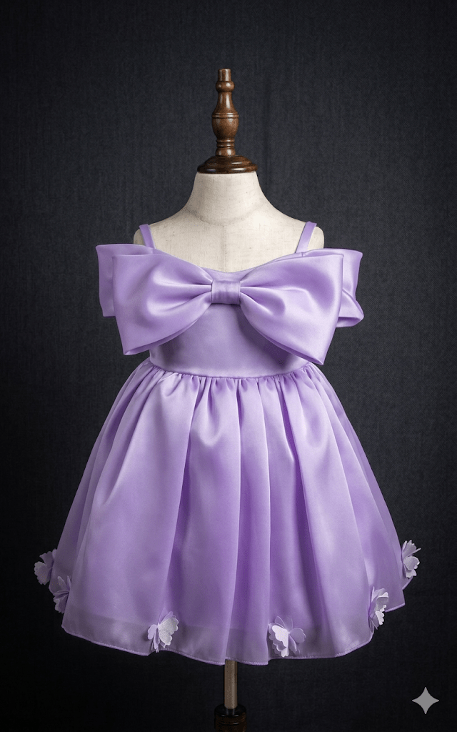 Girls’ Party Dress (Purple / Lavender)-Rear Bow