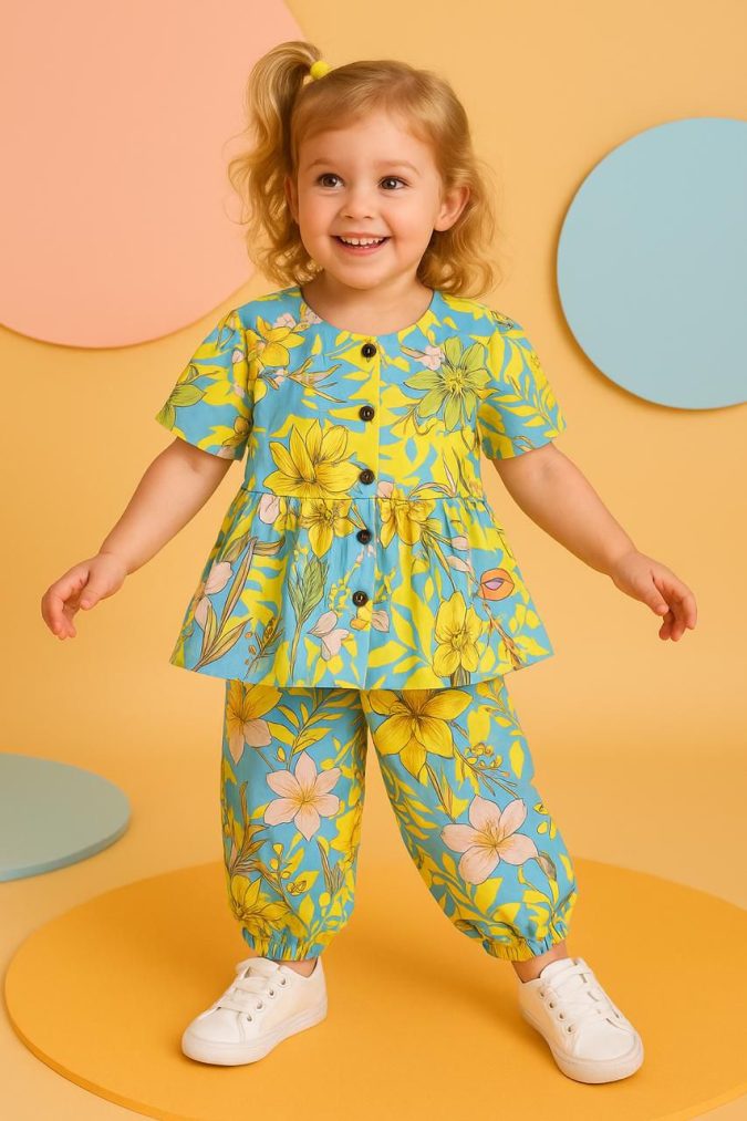 GIRLS CO-ORDS  SETS (Sky Blue , Yellow Floral)
