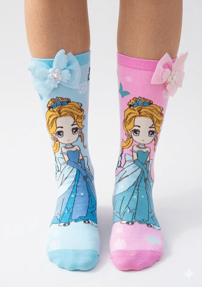 Girls –  Cinderella Girl Printed Socks