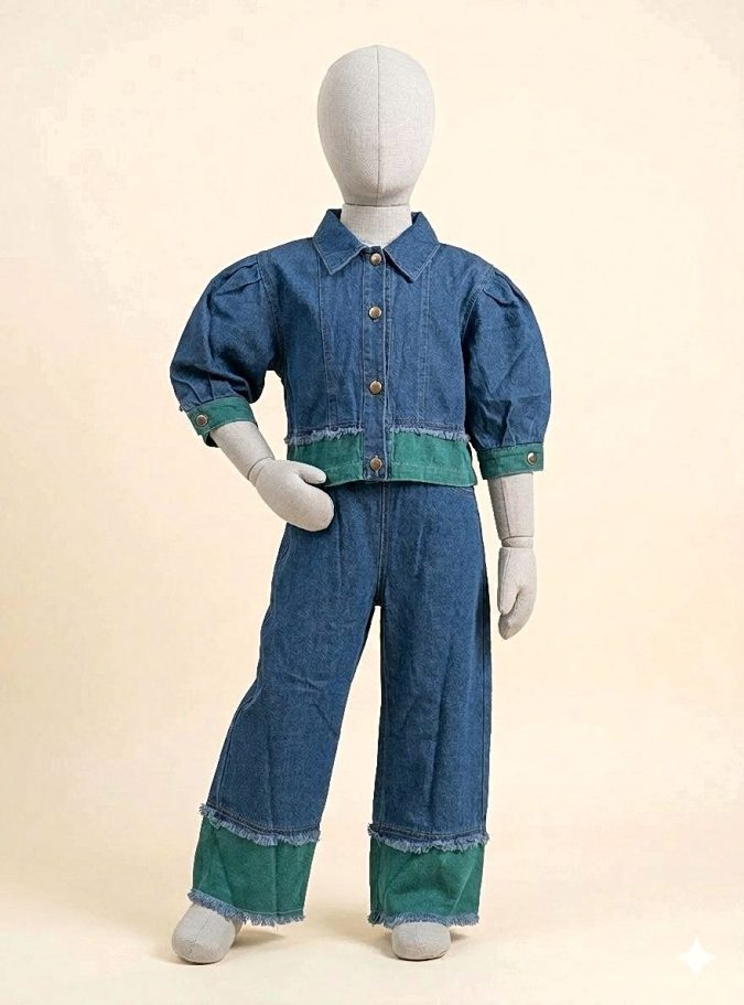 Girls – Forest Green & Indigo Blue Denim Cord Sets