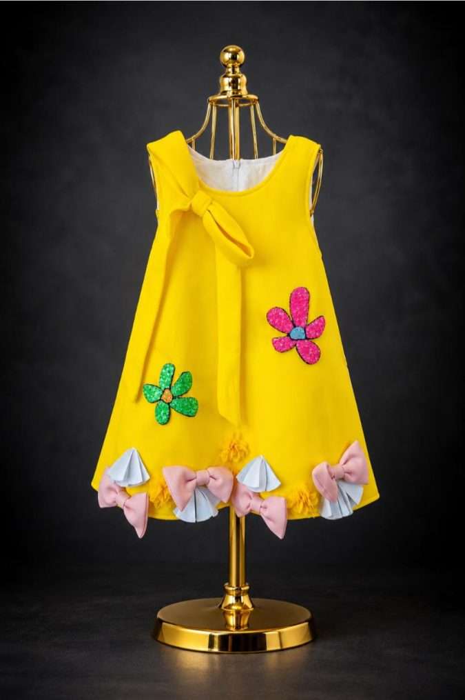 3D Bow and Pinwheel Appliqués Dress