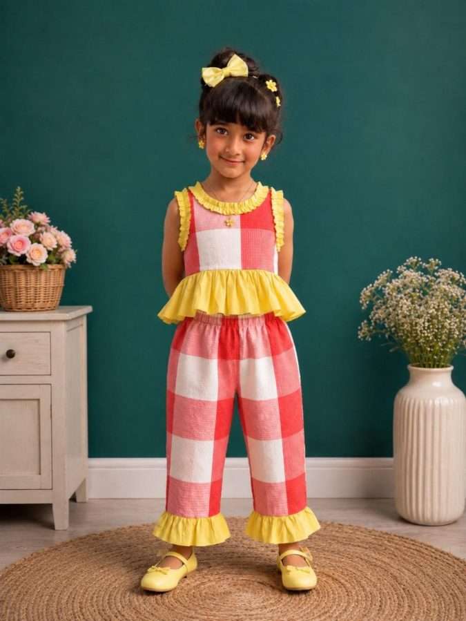Red,Yellow & White : Seersucker Co-ord Set