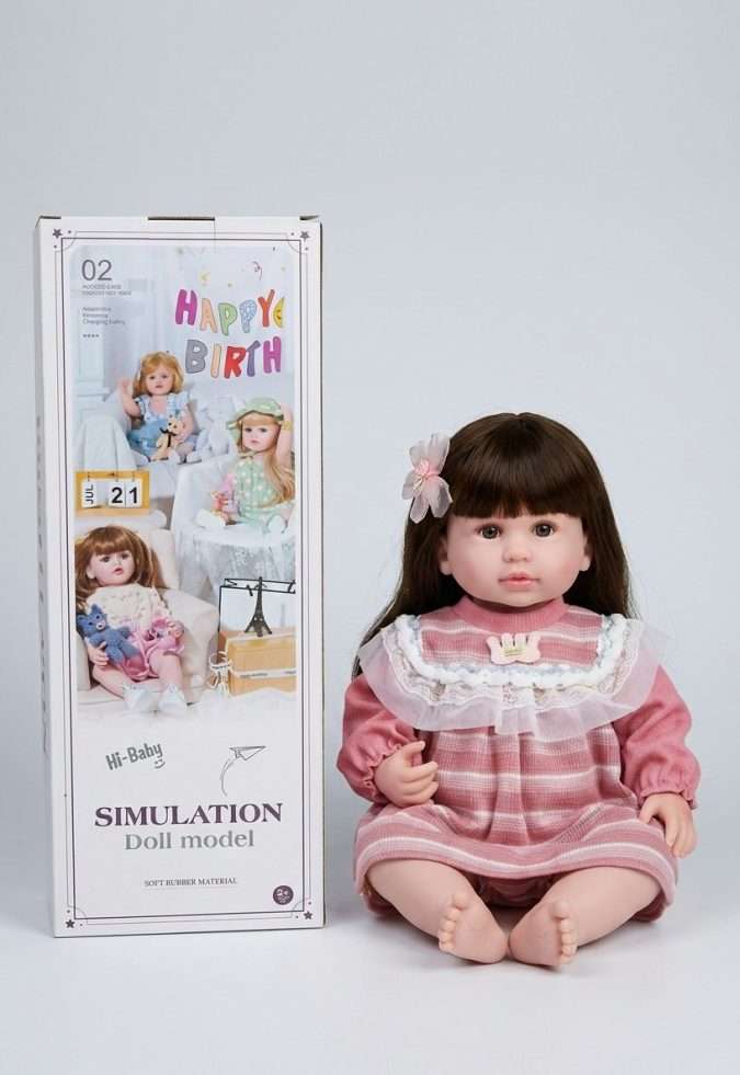 Pink Baby With  Clip: Fully Glazed Recycled Doll (55cm)