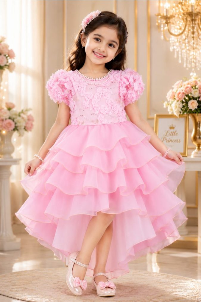 Luxury Floral Ruffle Party Gown