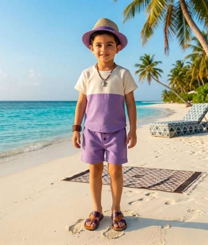 Purple & Off-White : Muslin Co-ord Set