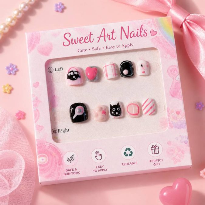 Black Cat-KIDS PRESS-ON NAILS (S-3-4Y)