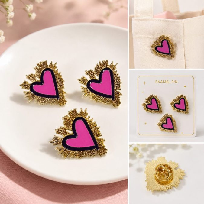 Flaming Sacred Hearts Lapel Pins (SET OF 3)
