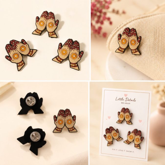 Mehndi Art Hands Lapel Pins (SET OF 3)