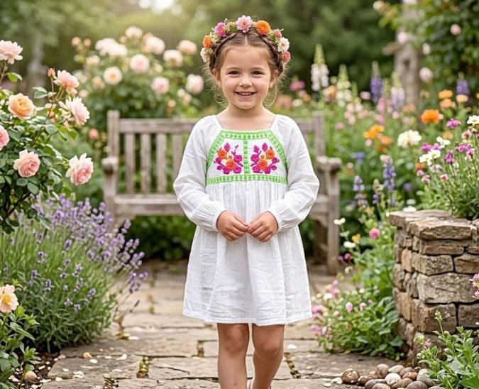 GIRLS TUNIC DRESS (WHITE)