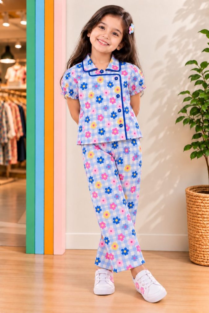 Blue Floral Print Co-ord Set