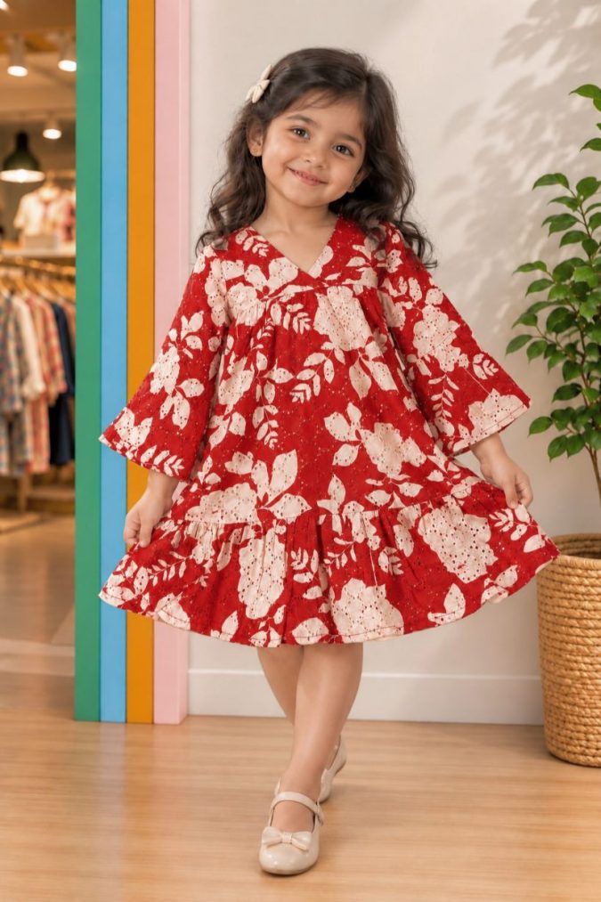 Rust Rose Floral Flare Dress