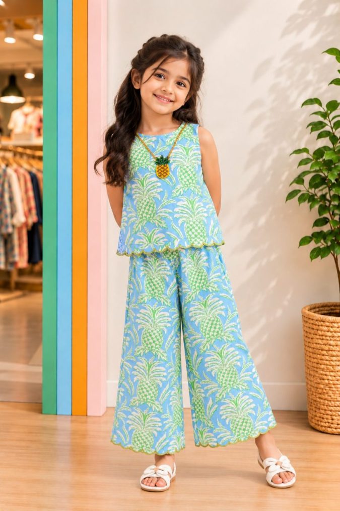 Aqua Pineapple Breeze Co-Ord Set