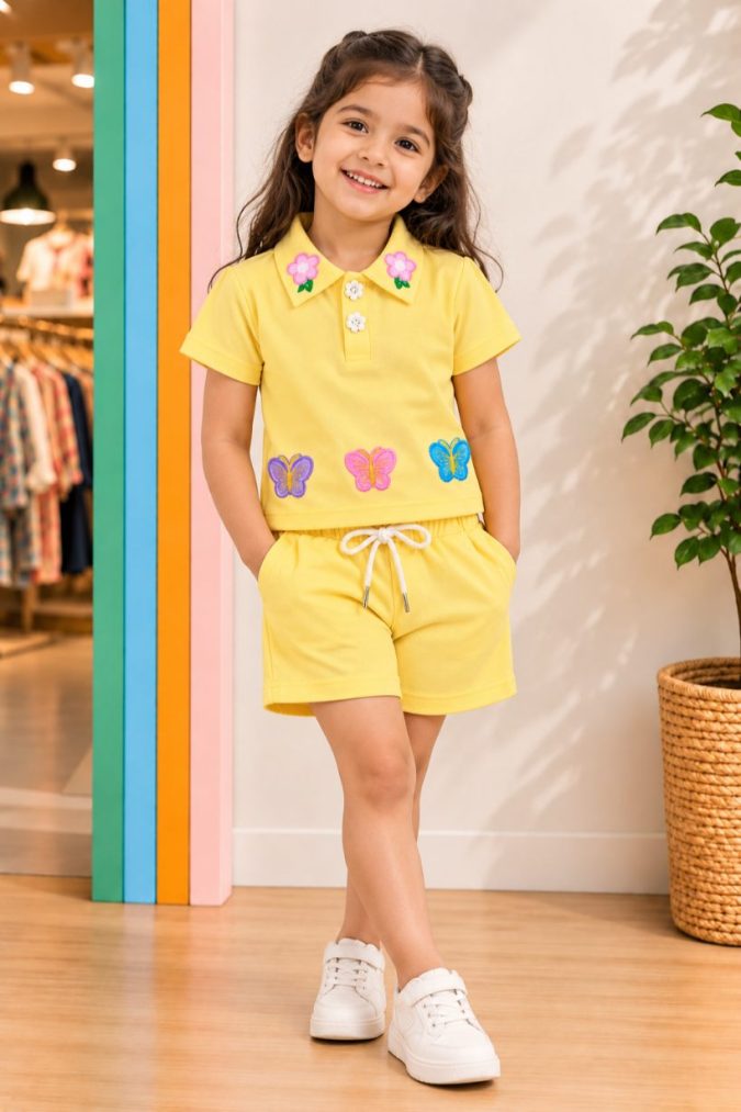 Sunny Bloom Butterfly Polo Set