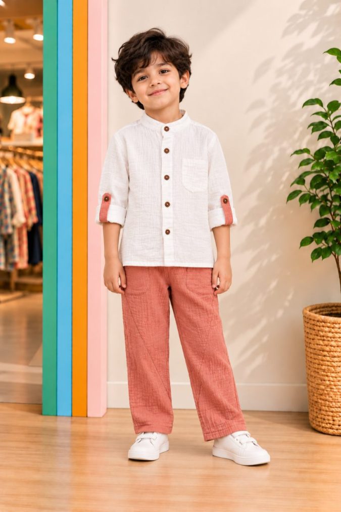 Rust Rose Premium Boys’ Muslin Co-Ord Set