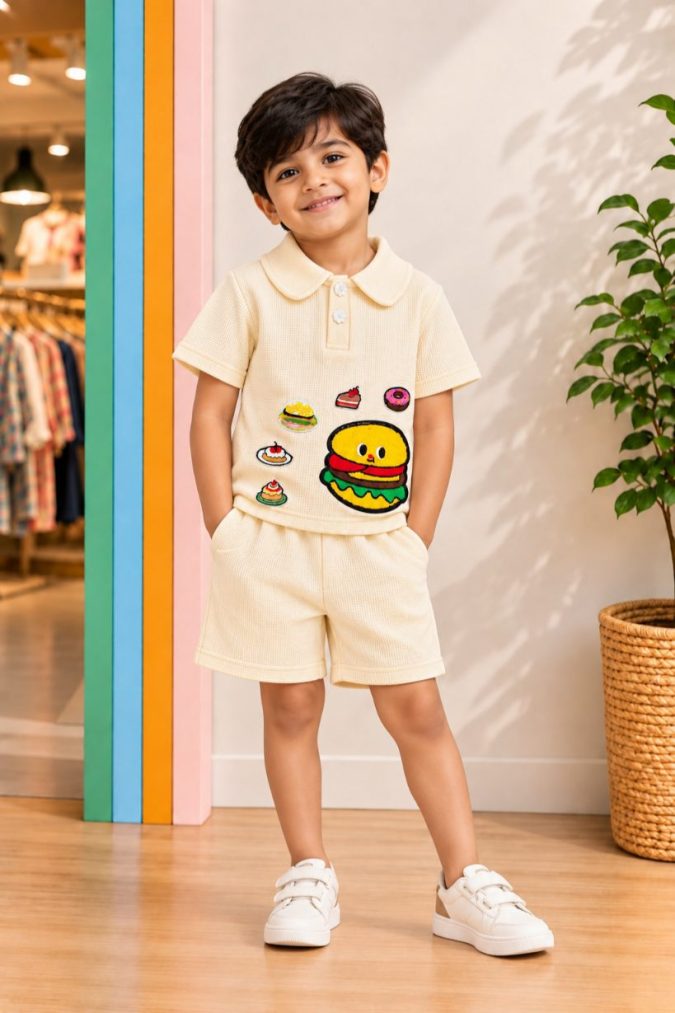 Creamy Burger Buddy Kids Co-ord Set