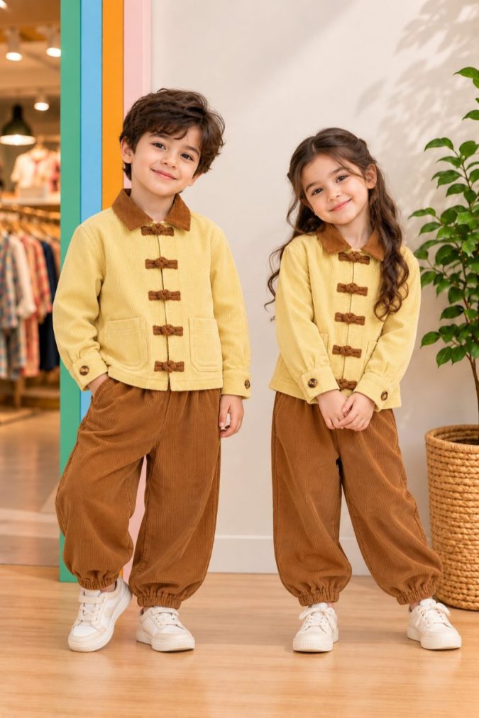 Mustard Yellow & Brown Corduroy Co-Ord Set